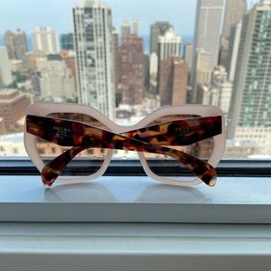 Prada light pink sunglasses with tortoise